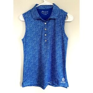 Peter Millar Women's Lightweight Sleeveless Blue Golf Shirt Small Aviara Logo